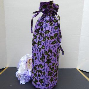Wine pouch, purple Ankara fabric wine pouch, African print wine pouch, reusable